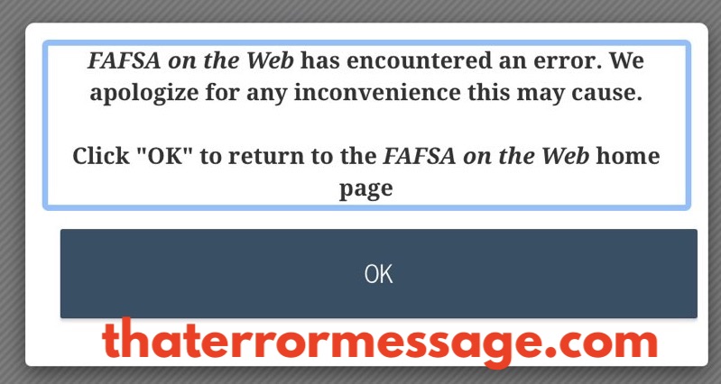 Fasfa On The Web Has Encountered An Error Fasfa
