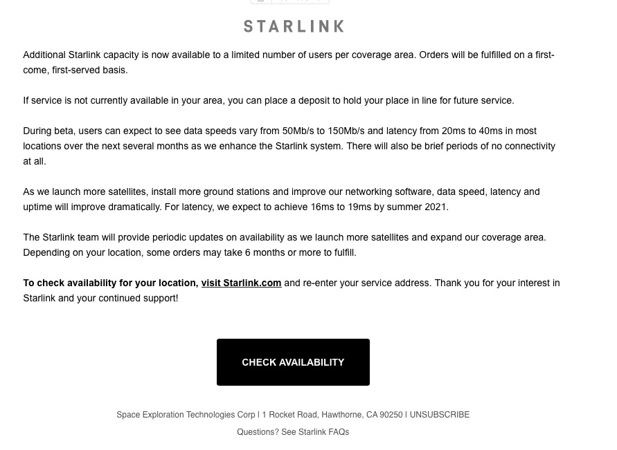 Starrlink Tesla Now Available