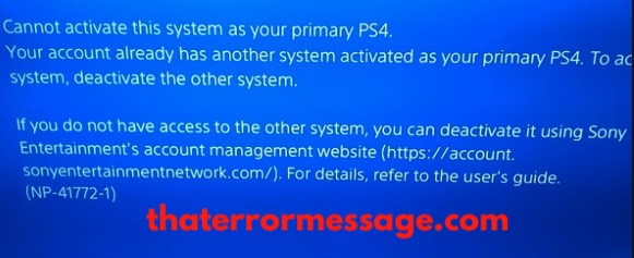 Cannot Activate This System As Your Primary Ps4 Np 41772 1