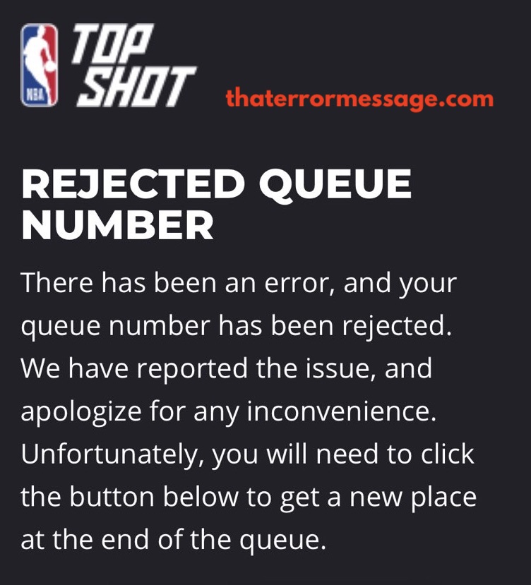 Rejected Queue Number Nba Top Shot