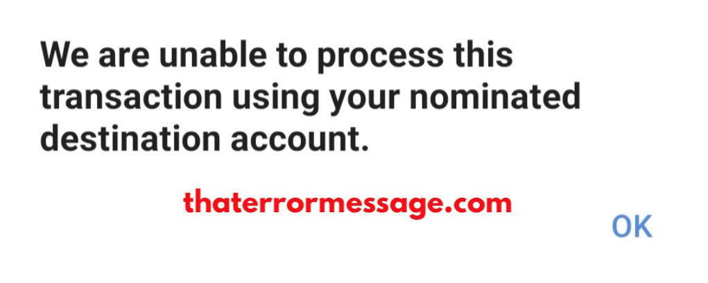 We Are Unable To Process This Transaction Using Your Nominated Destination Account Bpi