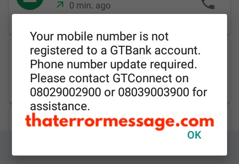 Your Mobile Number Is Not Registered To A Gtbank Account