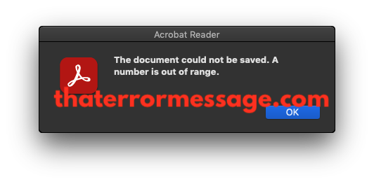 A Number Is Out Of Range Adobe Acrobat