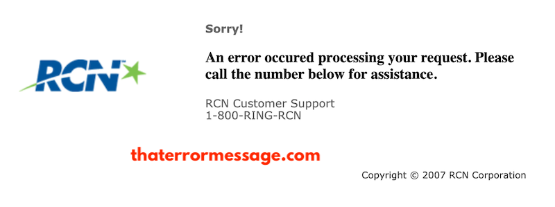 Rcn An Error Occurred Processing Your Request