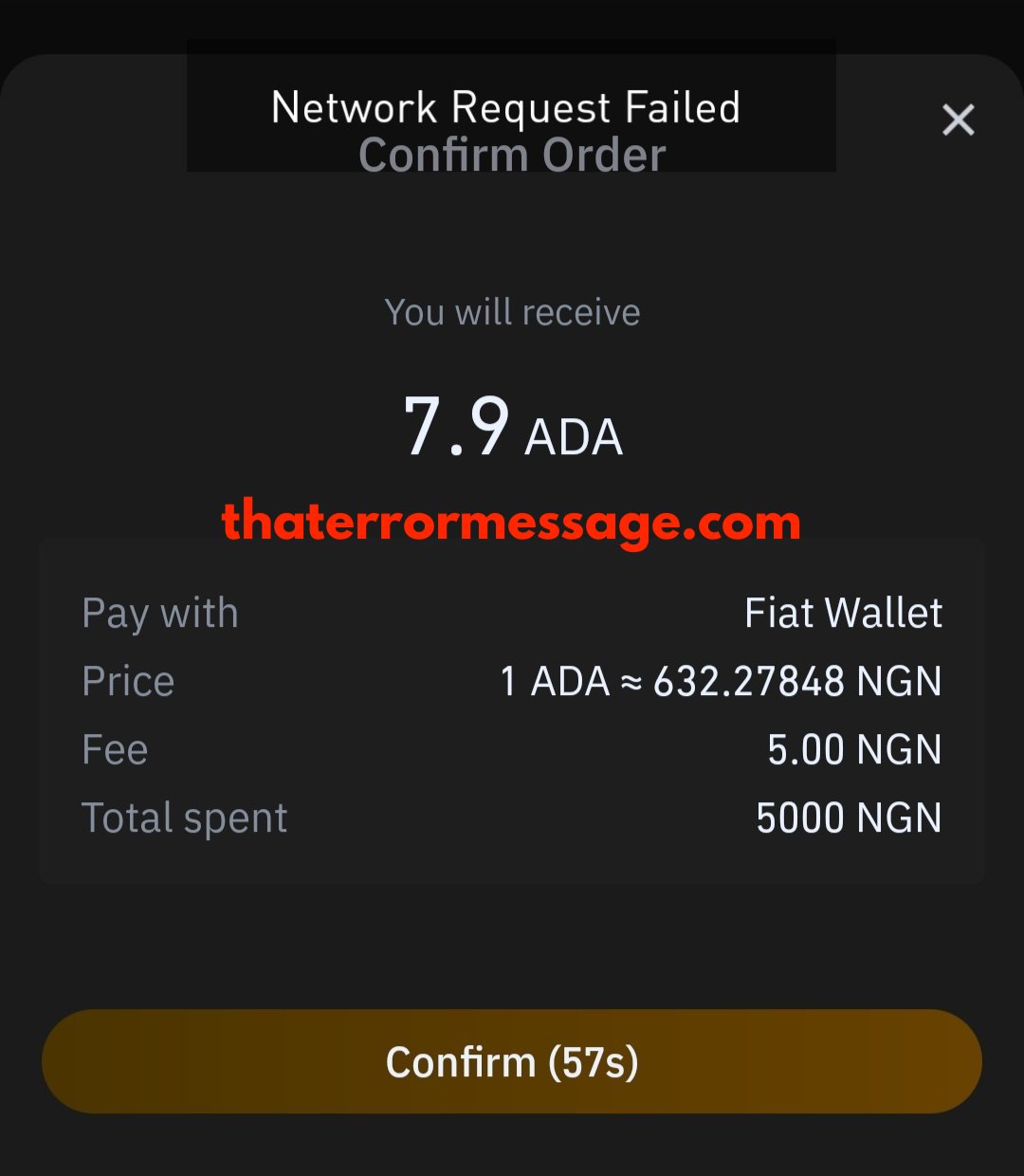 Network request failed binance error messages