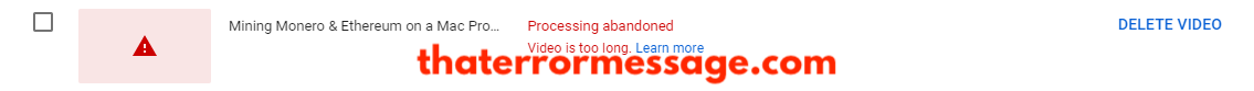 Processing Abandoned Video Is Too Long Youtube