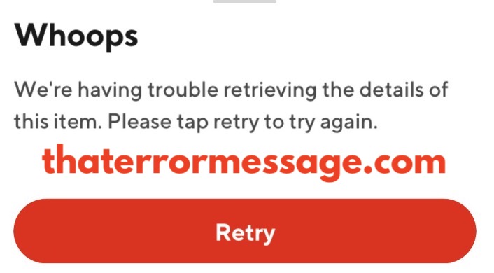 Trouble Retrieving Details Of This Item Door Dash