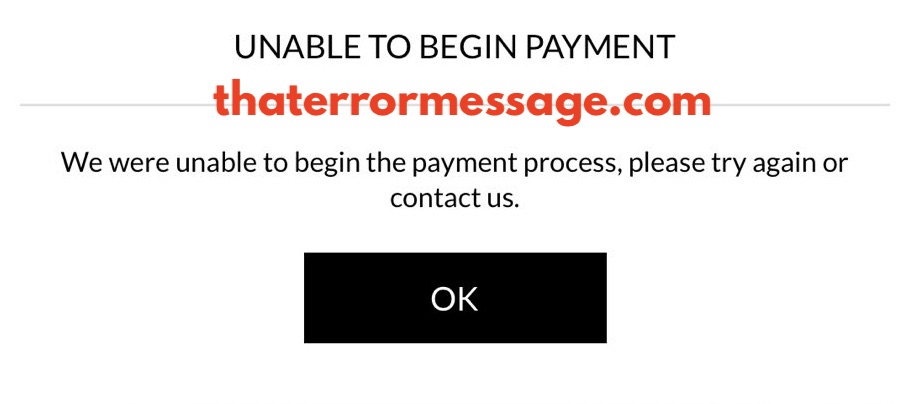 Unable To Begin The Payment Process Tessuti