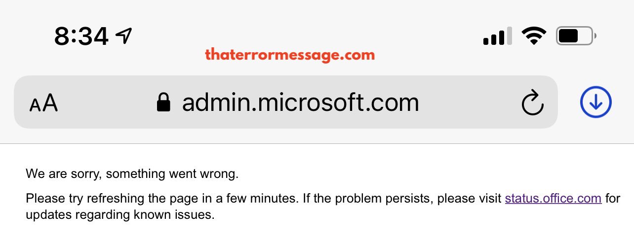Admin Center Something Went Wrong Error Microsoft