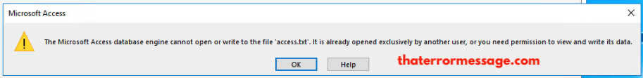 Microsoft Access Database Engine Cannot Open Or Write To The File