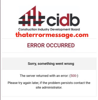 Server Returned With An Error 500 Cidb