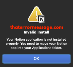 Your Notion Application Is Not Installed Properly