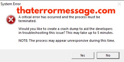 A Critical Error Has Occurred And The Process Must Be Terminated League Of Legends