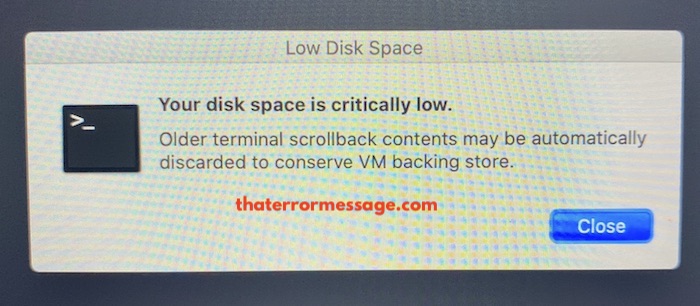 Terminal Your Disk Space Is Critically Low