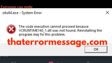 Code Execution Cannot Proceed Vcruntime140 Dll Obs