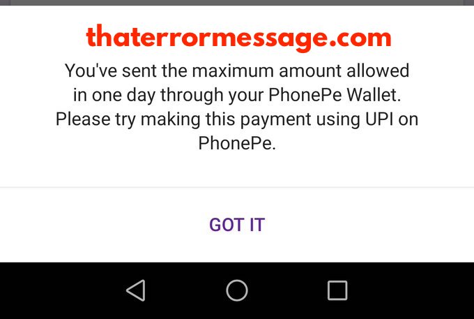 Sent The Maximum Amount Allowed In One Day Through Your Phonepe Wallet