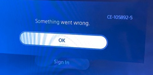 Something Went Wrong Ce 105892 5 Playstation