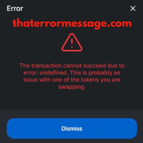 The Transaction Cannot Succeed Due To An Error Undefined World Token
