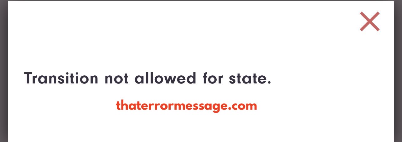 Transition Not Allowed For State Shyft