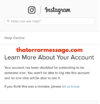 Your Account Has Been Disabled For Pretending To Be Someone Else Instagram