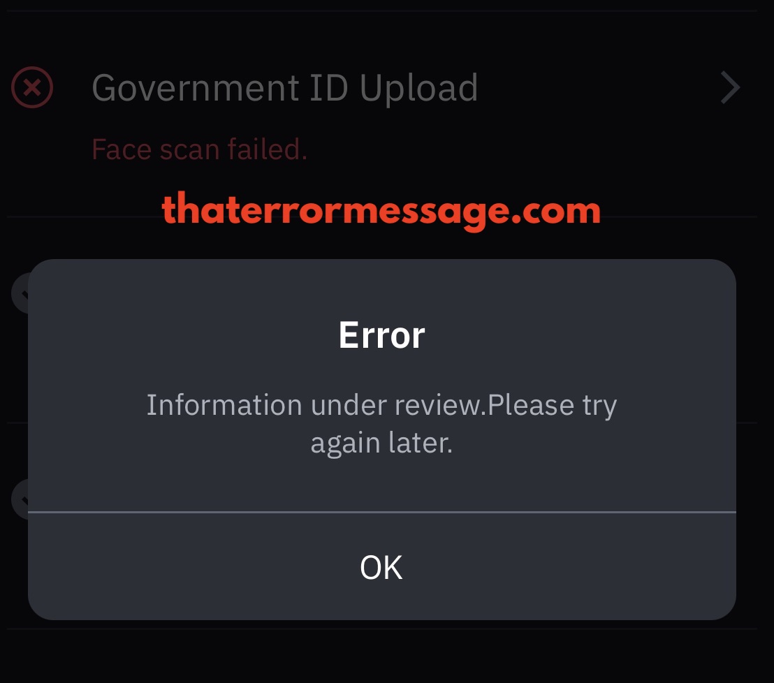 Government Id Upload Face Scan Failed Information Under Review Binance