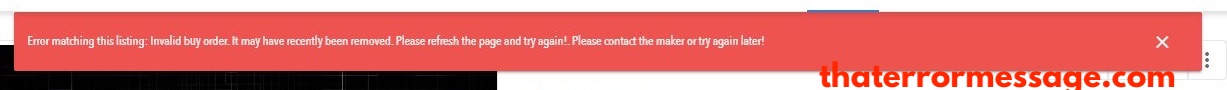 Error Matching This Listing Opensea