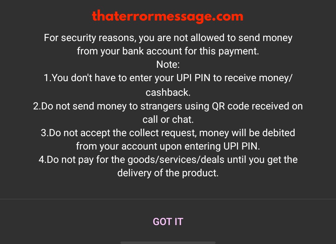 Not Allowed To Send Money From Your Bank Account For This Payment Phonepe