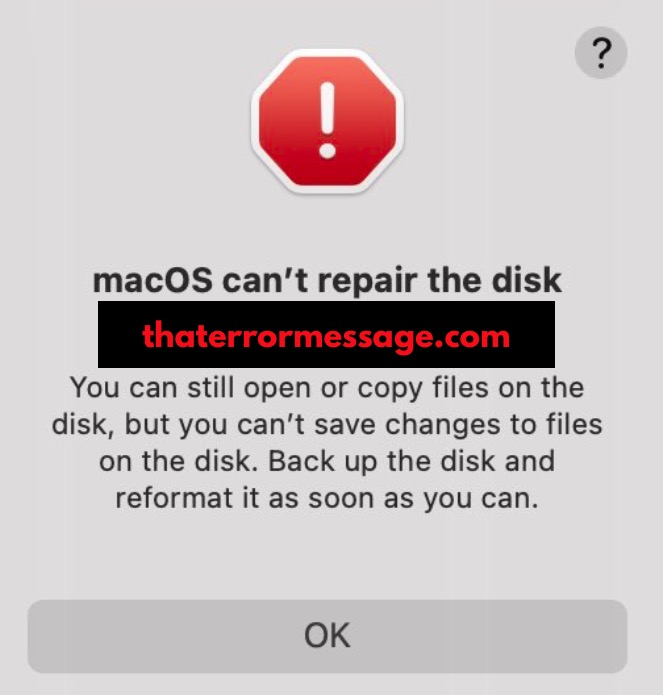 Macos Cant Repair The Disk