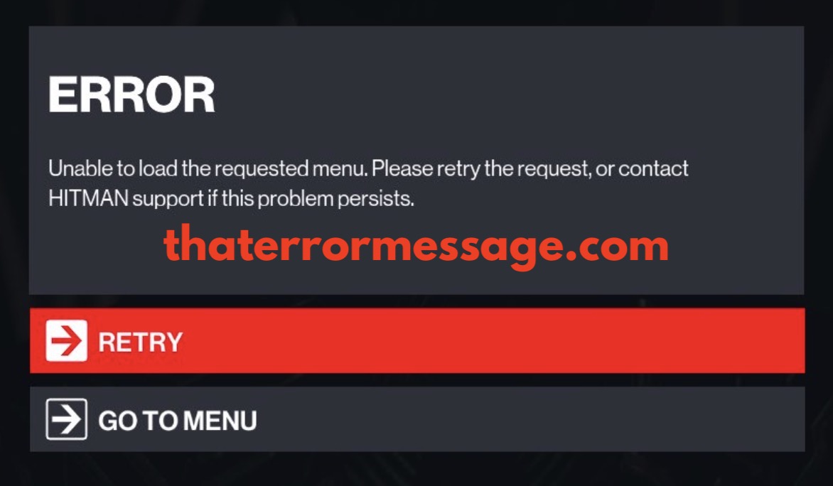 Unable To Load Requested Menu Hitman