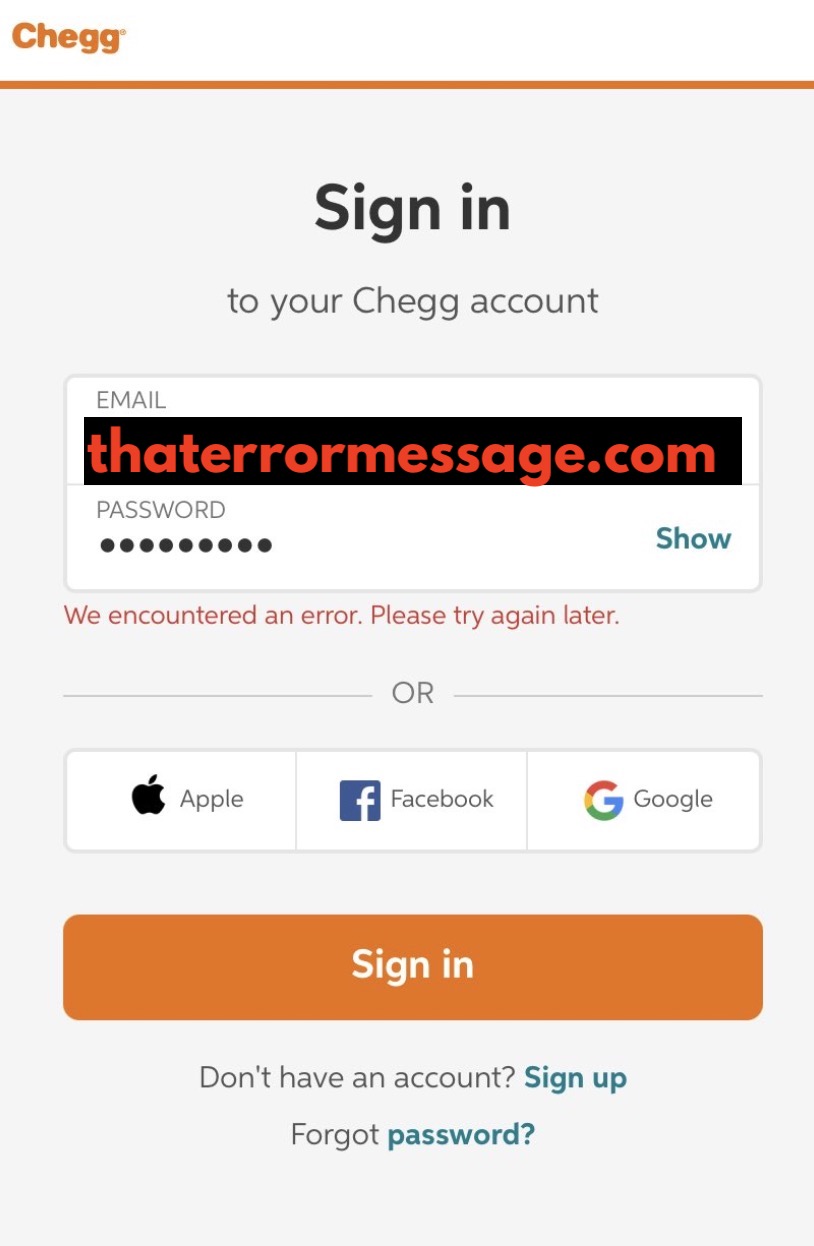 We Encountered An Error Chegg
