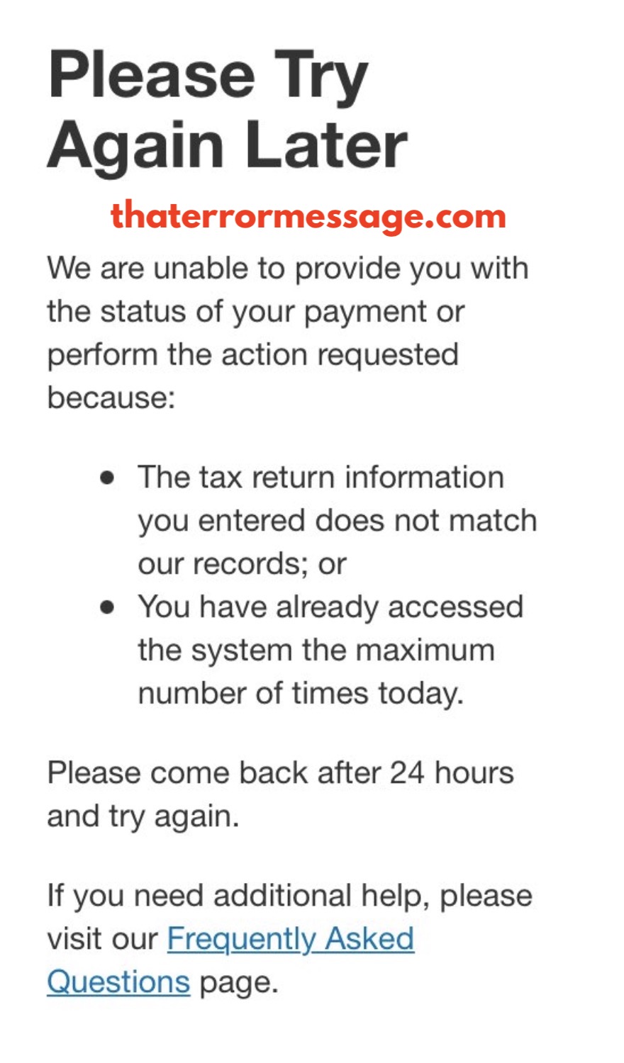 You Have Already Accessed The System The Maximum Number Of Times Today Irs