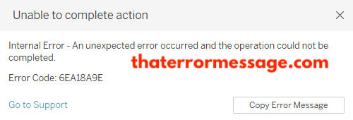 Error Code 6ea18a9e Tableau