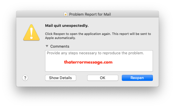 Mail Quit Unexpectdly