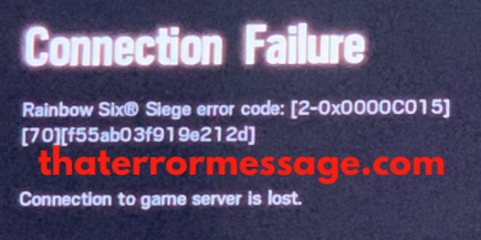 Rainbow Six Error Code 2 0x0000c015 Connection To Game Server Lost Playstation