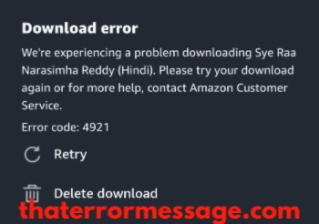 Download Error 4921 Amazon Prime
