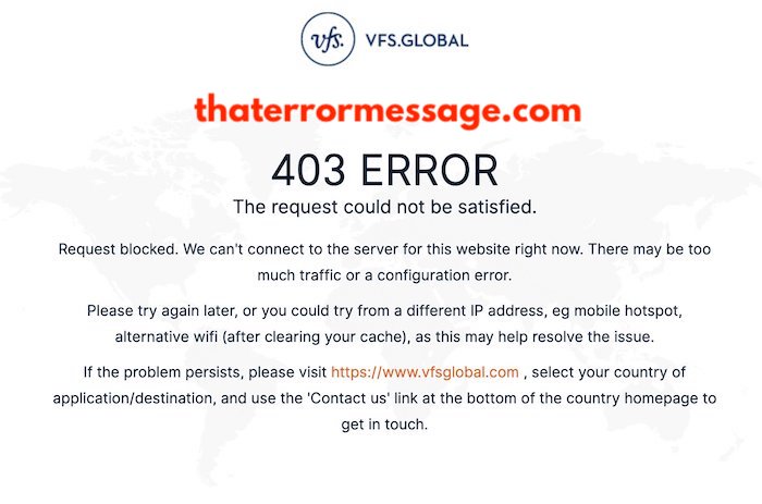 The Request Could Not Be Satisfied Vfs Global