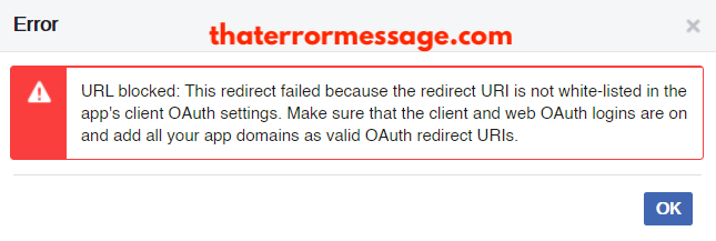 Url Blocked Redirect Failed Because The Uri Is Not White Listed Facebook