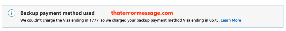 Amazon Backup Payment Used