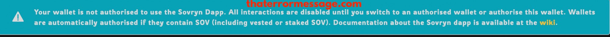 Your Wallet Is Not Authorised To Use The Sovryn Dapp