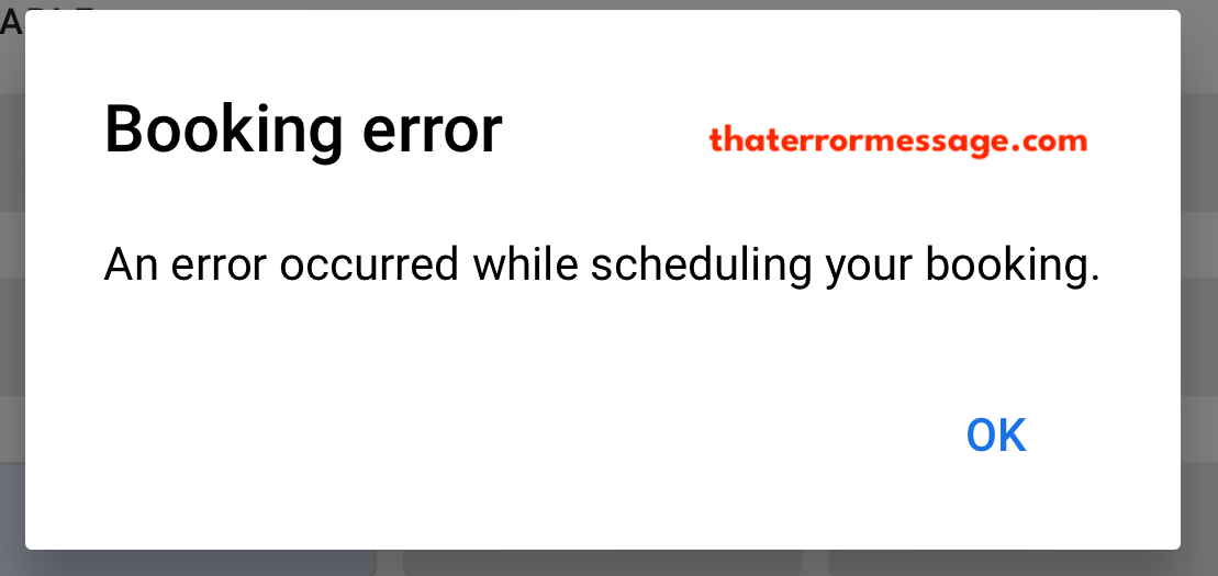 Booking Error Google Open Table