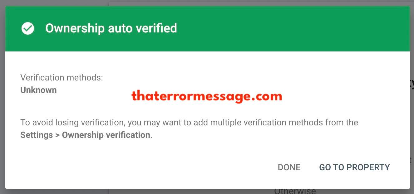 Verification Methods Unknown Google Search Console