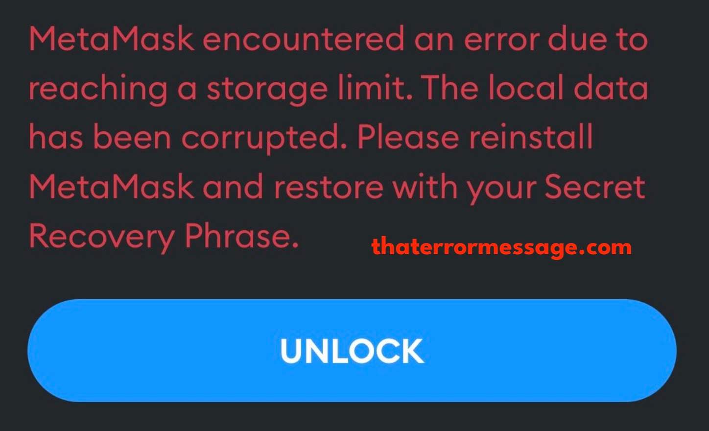 Metamask Encountered An Error Due To Reaching A Storage Limit