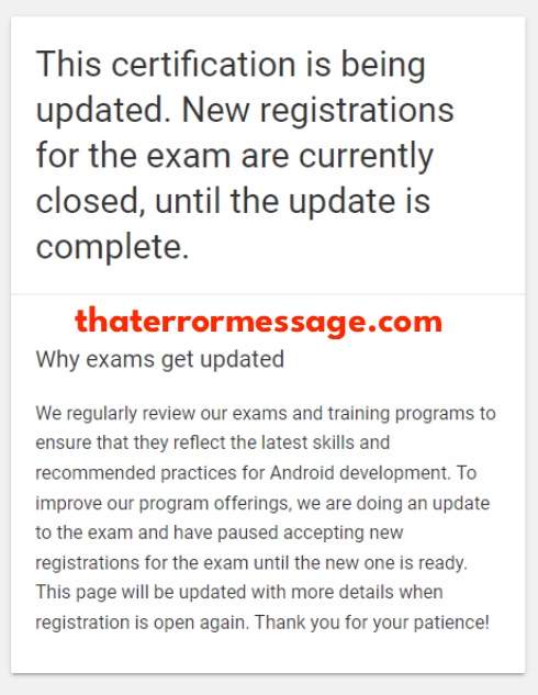 Google Exam Certification Update
