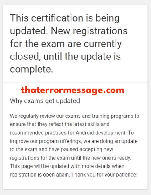 Google Exam Certification Update