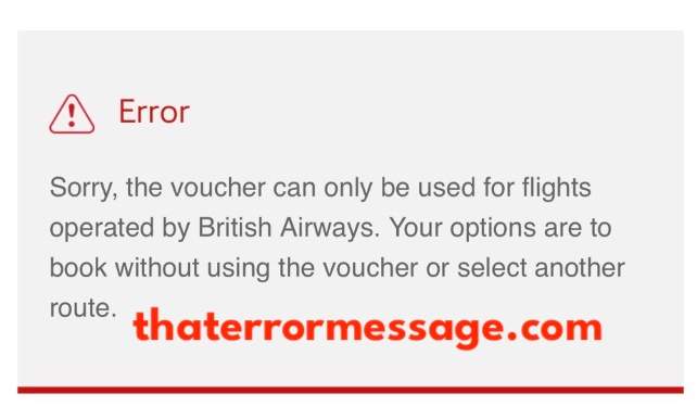 Voucher Can Only Be Used For Flights Operated By British Airways