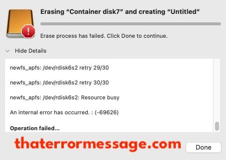Internal Error 69626 Macos Disk Utility