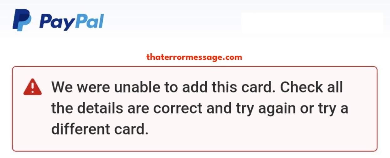 We Were Unable To Add This Card Paypal