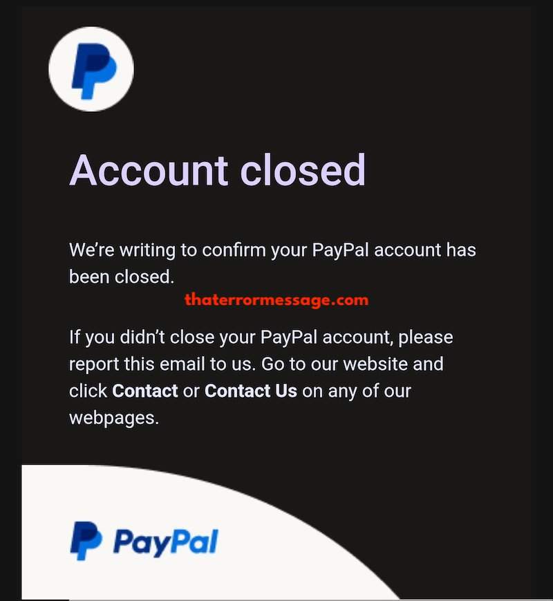 Writing To Inform You Your Paypal Account Has Been Closed