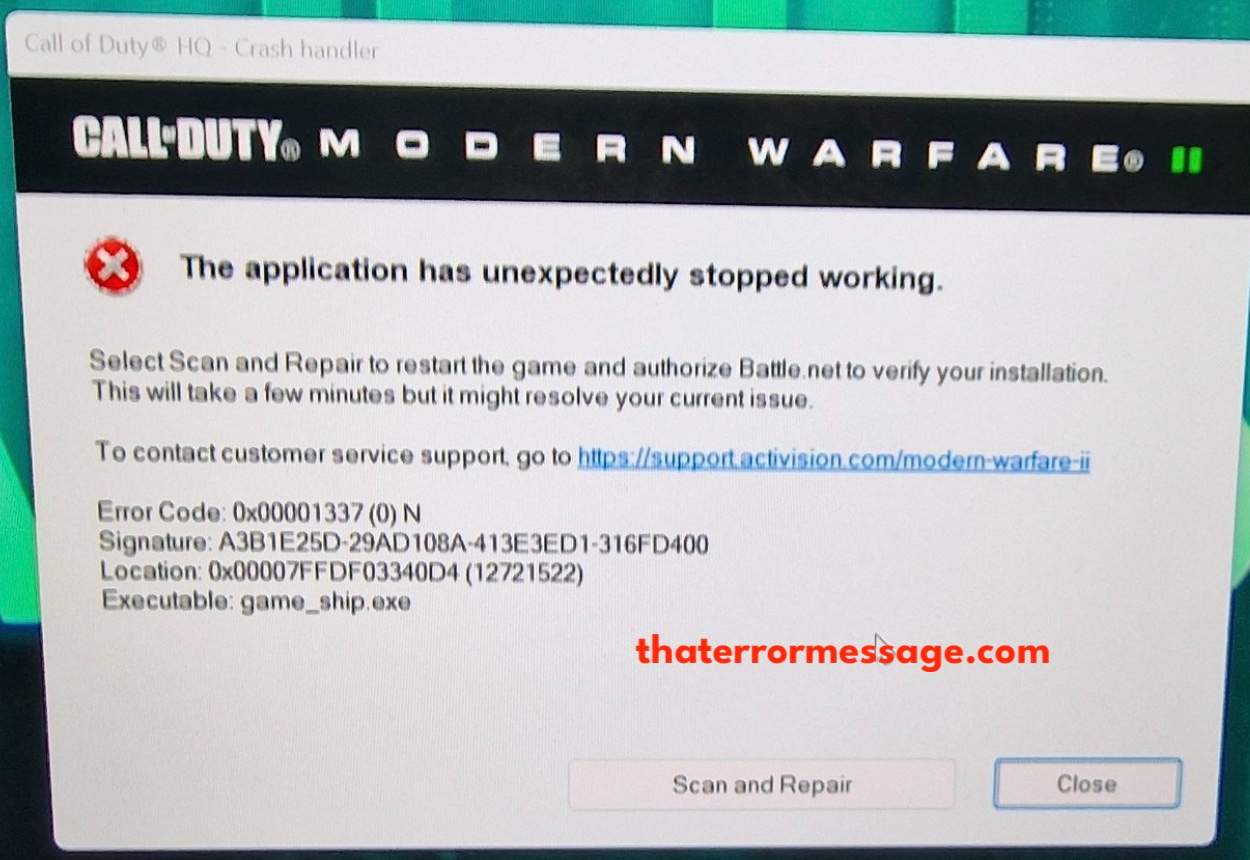 Application Stopped Working Game Ship Exe Call Of Duty Modern Warfare