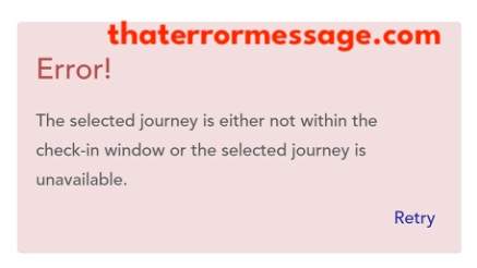 The Selected Journey Is Either Not Within The Check In Window Fly Go First